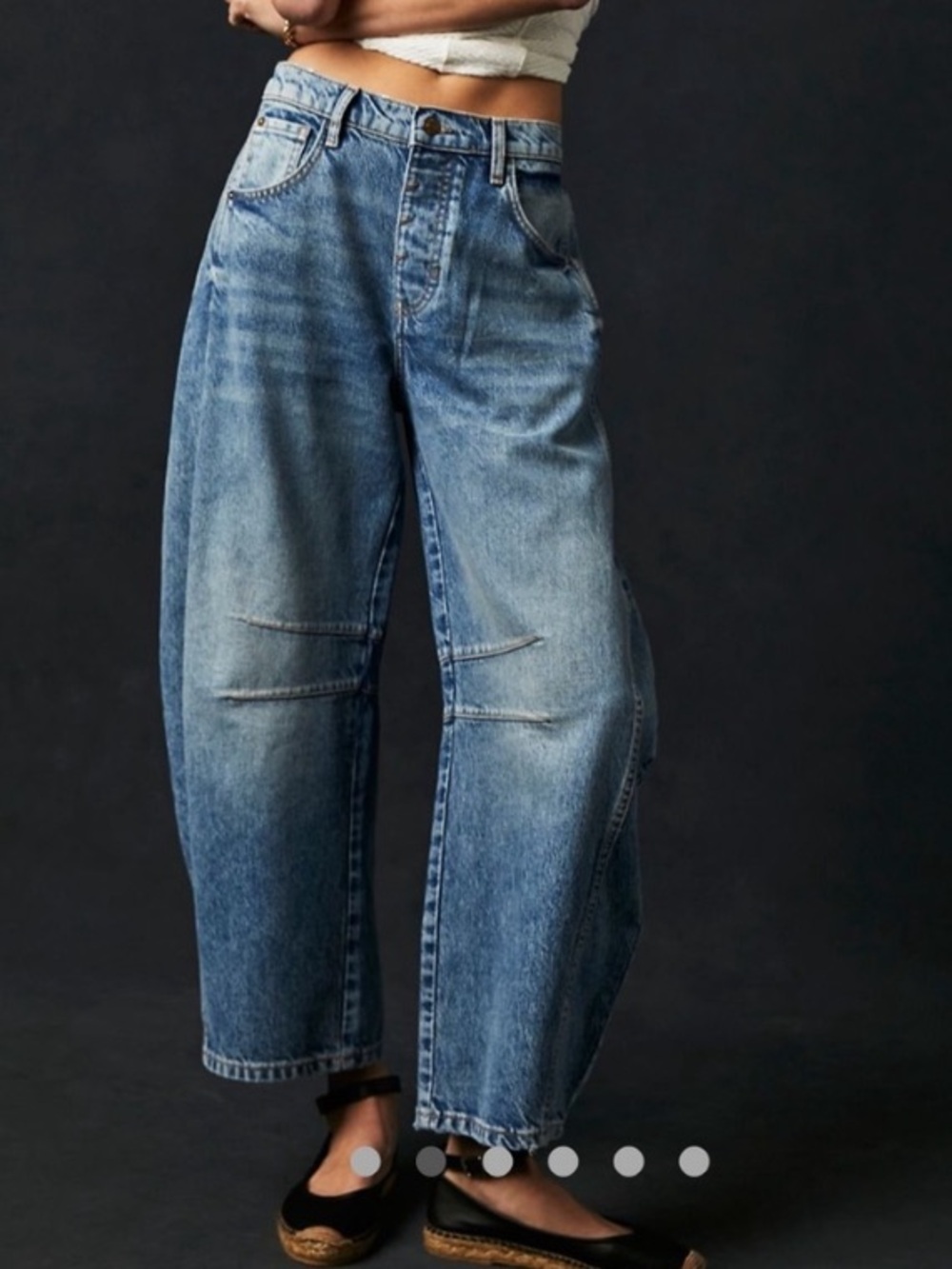 We The Free x Revolve $128 Good Luck Mid-Rise Barrel Jeans  35” Waist EUC - Picture 4 of 16